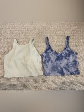 lululemon athletica 2 Women's Tie-Dye Blue & cream Cropped Tank Tops
